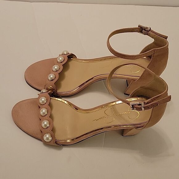 JESSICA SIMPSON FAUX EARL'S STRAP ADJUSTABLE BUCKLE ALMOND TOE BLOCK HEEL SANDAL - Picture 7 of 16